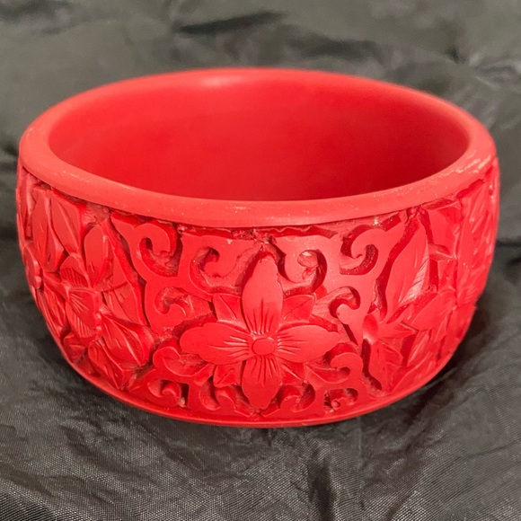 High Quality Faux Cinnabar Bangle Bracelet Mercury-Free - Picture 1 of 2